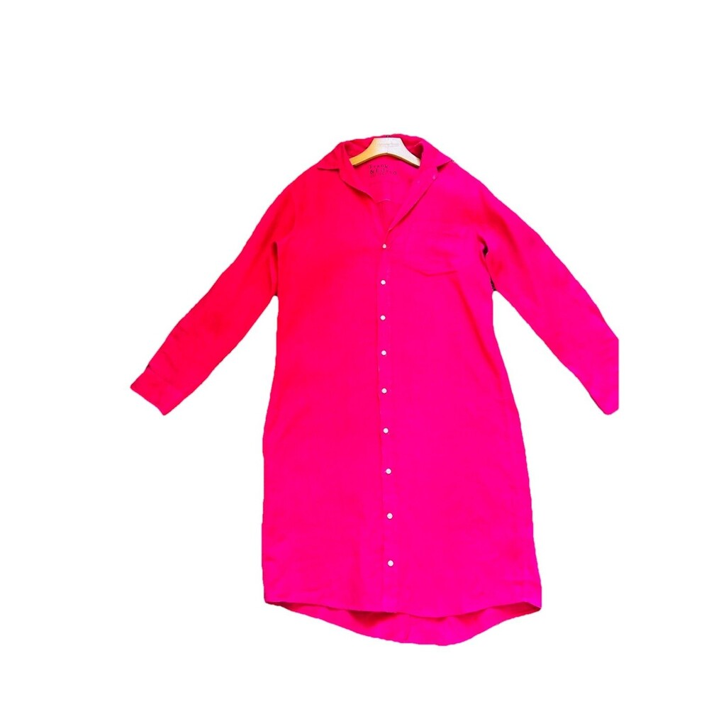 Frank & Eileen Top Shirt Small Adult Pink Mary Button Up Shirtdress Pocket Women - Picture 12 of 16